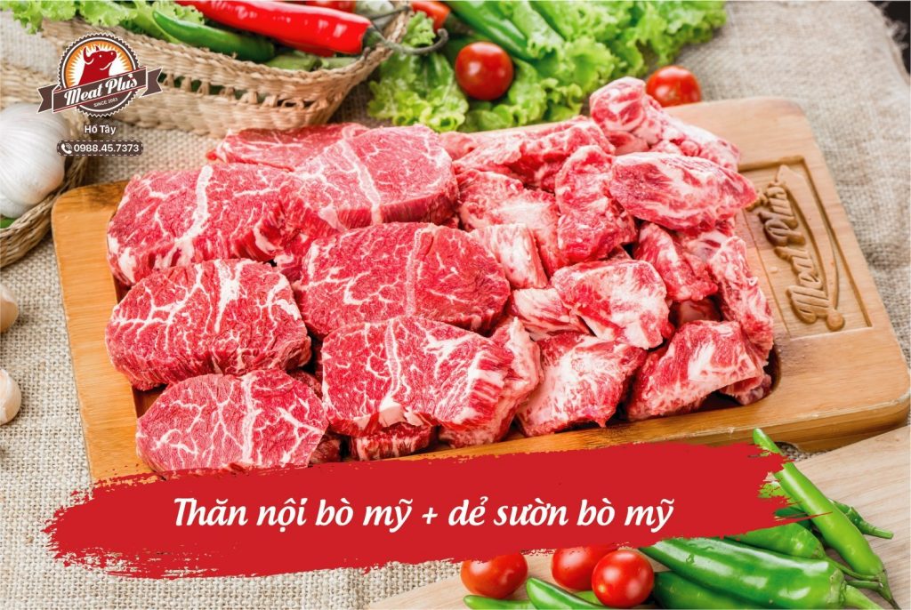 Set thịt thăn nội bò Mỹ và dẻ sườn bò mỹ trong menu Meat Plus