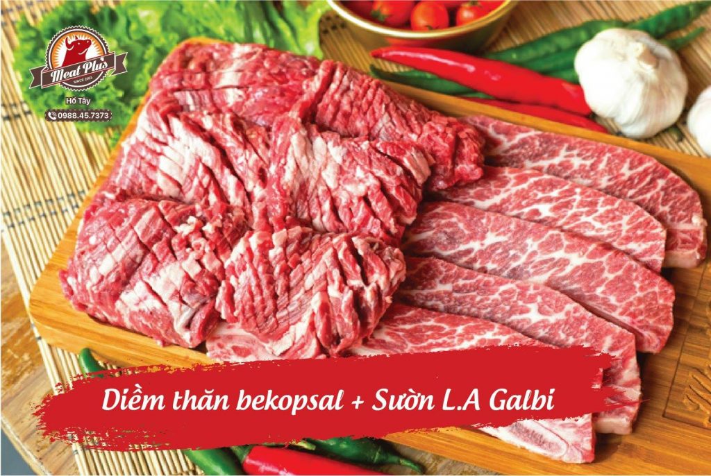 Set thịt BBQ diền thăn Bekopsal và sườn L.A Galbi trong menu Meat Plus