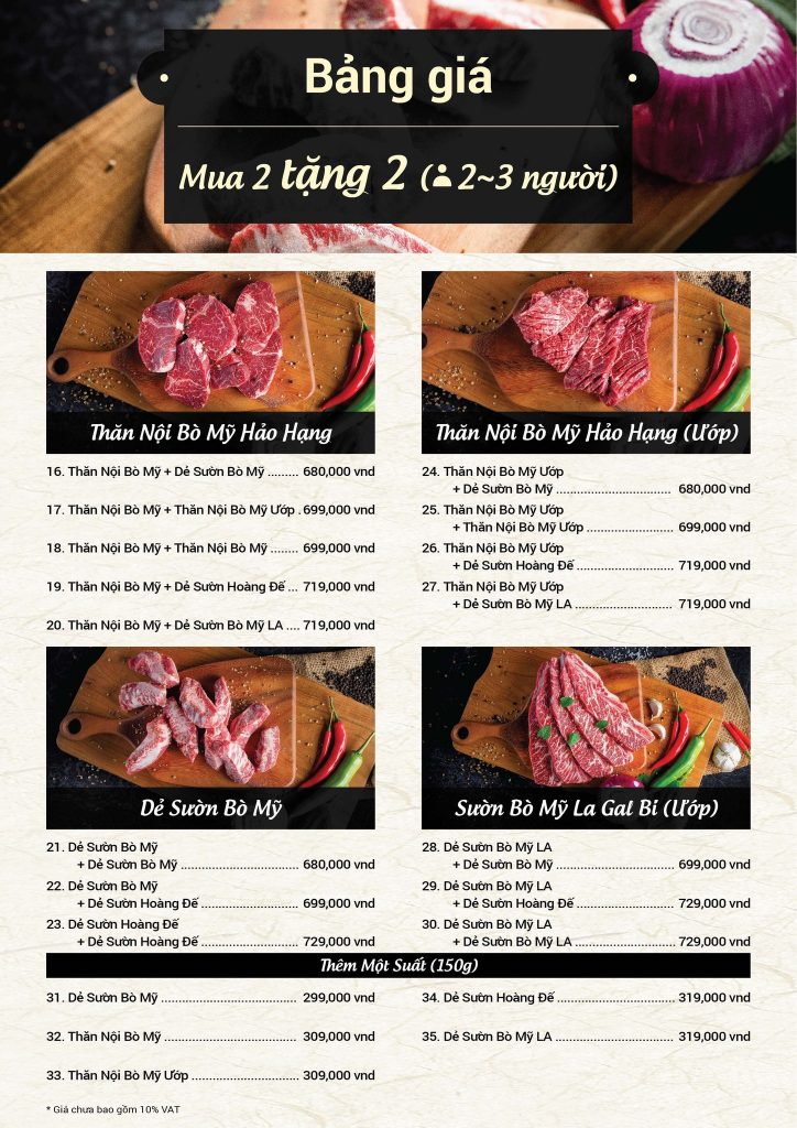 Review giá tiền - Menu ship thịt nướng Meat Plus Hồ Tây